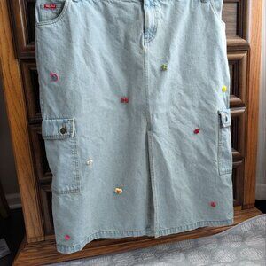 Teddy Fresh Denim Midi Pencil Skirt with Beaded Details Size 2X